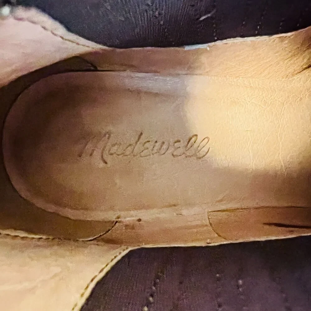 Madewell Boots Womens 8.5 Brown Leather Ankle Western Block Heel Festival Shoes - Picture 11 of 12